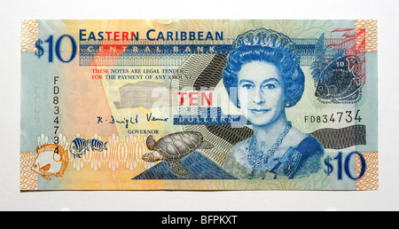 Caraïbes orientales 10 10 Dollar Bank Note. Banque D'Images