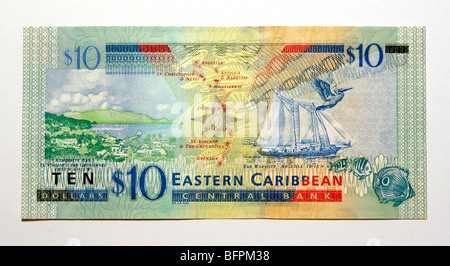 Caraïbes orientales 10 10 Dollar Bank Note. Banque D'Images