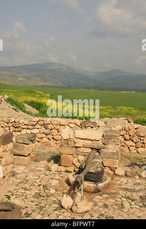 Israël, la Galilée. Ancien Pressoir reconstruit à Tel Hazor, un site du patrimoine mondial Banque D'Images