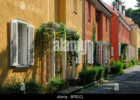 Akazienhof, Falkenberg Gartenstadt ville-jardin par l'architecte Bruno Taut, UNESCO World Heritage Site, Berlin, Germany, Europe Banque D'Images