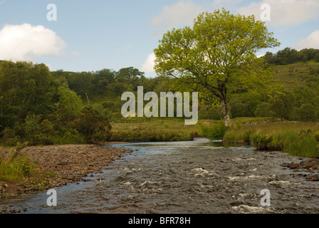 À l'aval sur la rivière Kerry près de Gairloch, Ecosse Banque D'Images