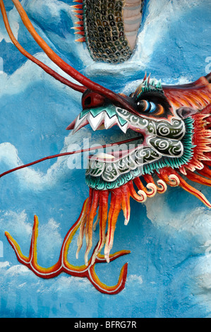 Mur Dragon Fire Dragon chinois avec le baume du Tigre chinois, jardins à thème, Singapour Banque D'Images