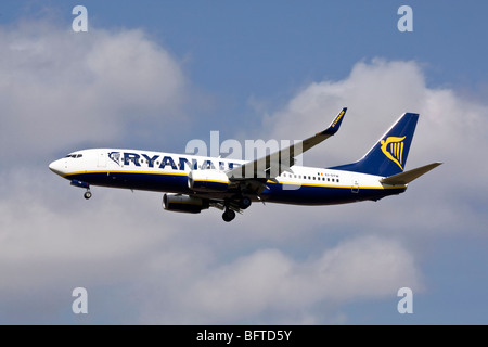 Un Boeing B737 series 800 de la compagnie aérienne à bas prix irlandaise Ryanair Banque D'Images