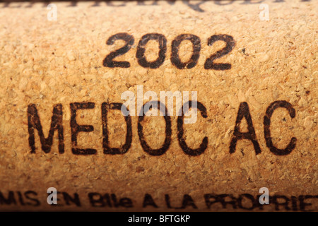 Medoc 2002 bouchon à vin Banque D'Images