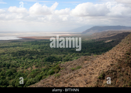 Vue sur la Grande Vallée du Rift au lac Manyara NP, Tanzanie Banque D'Images