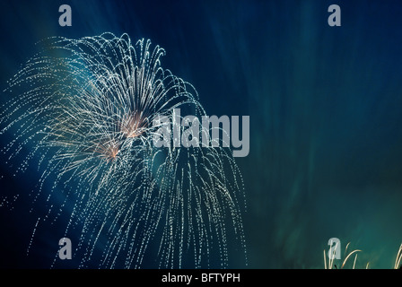 D'artifice sur les toits et les pots de cheminée Banque D'Images