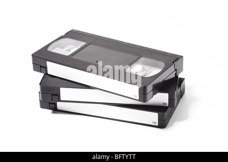 CASSETTE VHS VIDEO TAPE SUR FOND BLANC Banque D'Images