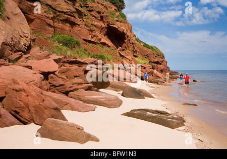 Falaises et plage de Basin Head Provincial Park Banque D'Images