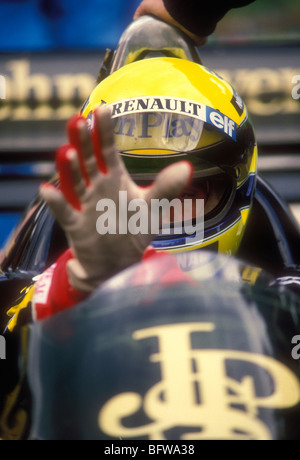 Ayrton Senna dans sa Lotus 98T en 1986 Banque D'Images