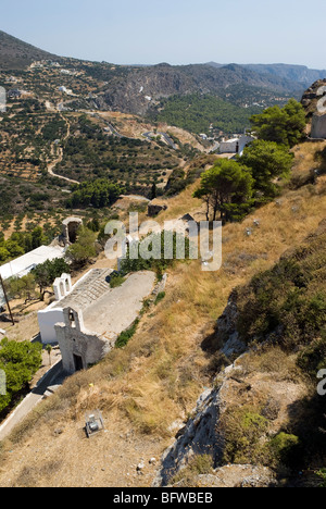Vue depuis la forteresse vénitienne, Chora, île de cythère, Grèce. Banque D'Images