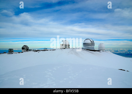 Le lever du soleil, volcan Mauna Kea, point le plus élevé à Hawaii, 13796', la grande île d'Hawaï Banque D'Images