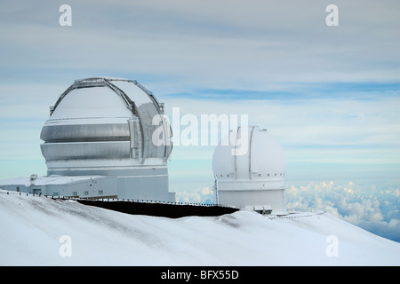 Le lever du soleil, volcan Mauna Kea, point le plus élevé à Hawaii, 13796', la grande île d'Hawaï Banque D'Images