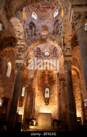 Intérieur de la Cappella di San Cataldo, style Medievalo Norman Church, Palerme, Sicile Banque D'Images