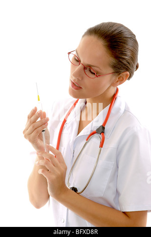 Krankenschwester mit einer Spritze, infirmière à l'injection Banque D'Images