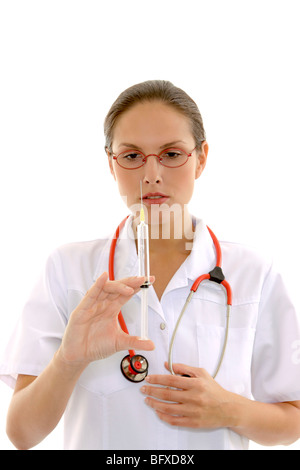 Krankenschwester mit einer Spritze, infirmière à l'injection Banque D'Images
