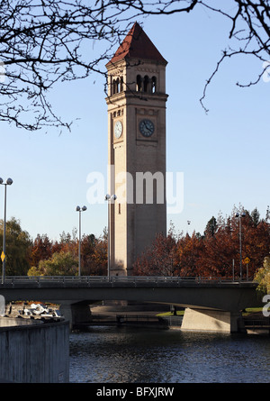 Spokane Riverfront Park Tour de l'horloge, Spokane, Washington. Banque D'Images