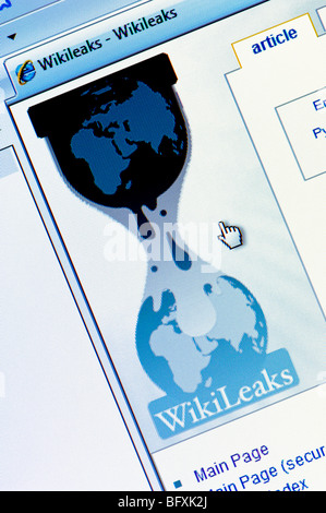 Capture d'écran de wikileaks.org - le dénonciateur site web qui publie des fuites de documents sensibles. Usage éditorial uniquement. Banque D'Images