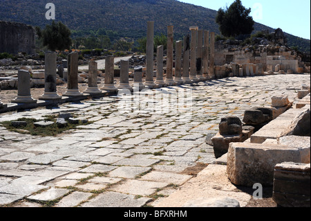 La façon dont la ligne de colonnes antiques dans les ruines de Patara Banque D'Images