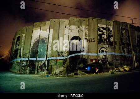 Barrière de sécurité de Bethléem en Cisjordanie occupée, la Palestine. Banque D'Images