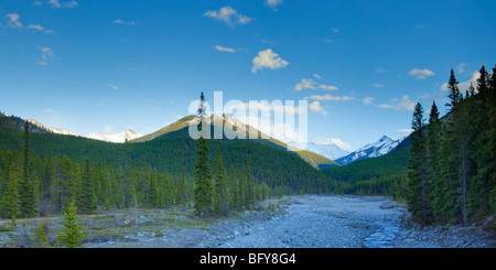 La fin de l'après-midi lumière tombe sur les sommets des montagnes Rocheuses, dans la région de Kananaskis, Alberta, Canada Banque D'Images