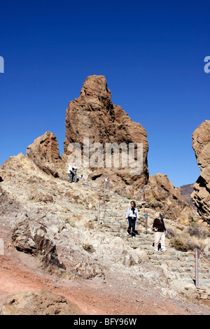 Des formations rocheuses pittoresques à Cumbre de UCANCA DANS LE PARC NATIONAL DU TEIDE SUR L'île canarienne DE TENERIFE. Banque D'Images