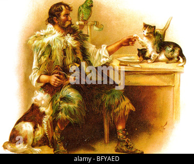 ROBINSON CRUSOÉ, d'une édition 1903 du roman de Daniel Defoe Banque D'Images