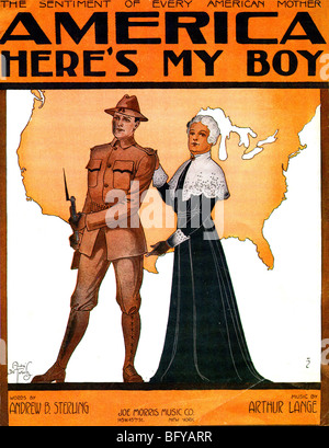 Nord Voici mon garçon Partition de chanson populaire américaine publié en 1917 que les États-Unis entrent en guerre Banque D'Images