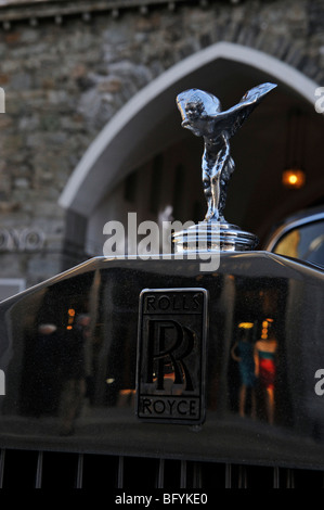 Spirit of Ecstasy hotte ornement sur une Rolls-Royce, Saint-Moritz, canton des Grisons, Suisse, Europe Banque D'Images