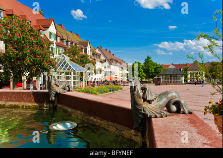 Fontaine de l'hôtel de ville, la place du marché, Freudenstadt, Forêt Noire, Bade-Wurtemberg, Allemagne, Europe Banque D'Images