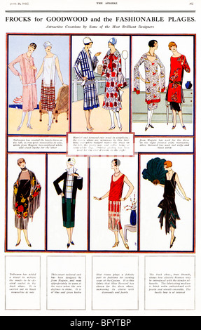 Pour les robes d'été 1925 Goodwood, magazine anglais illustration de vêtements pour les courses et à la mode des stations balnéaires françaises Banque D'Images