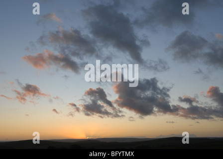 Coucher de soleil sur Estate Longshaw Derbyshire Peak District Banque D'Images