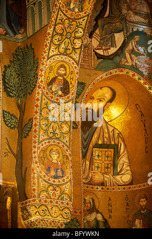 Saint Paul. Mosaïques byzantines ot La Chapelle Palatine dans le palais, Palerme Sicile normande Banque D'Images