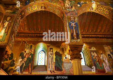 Mosaïques byzantines ot La Chapelle Palatine dans le palais, Palerme Sicile normande Banque D'Images