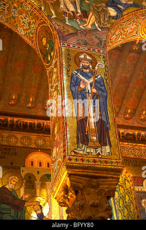 Mosaïques byzantines ot La Chapelle Palatine dans le palais, Palerme Sicile normande Banque D'Images