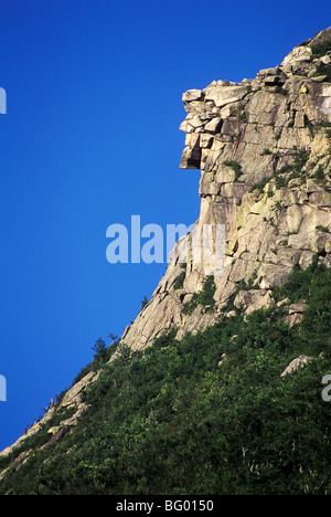 Le vieil homme de la montagne, Cannon Mountain, dans les Montagnes Blanches du New Hampshire, USA (il s'est effondré le 3 mai 2003) Banque D'Images