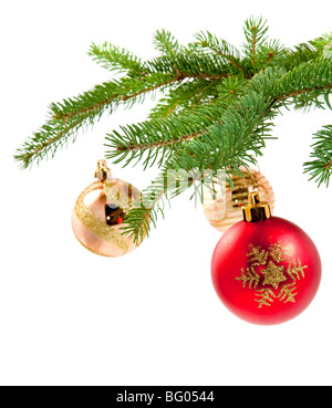 Décorations de Noël sur des branches de pins Banque D'Images