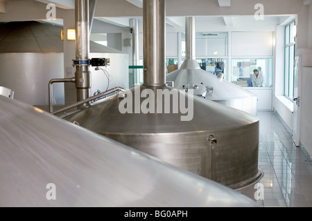 Brassage de bière moderne électrique dans une brasserie en Pologne. Banque D'Images