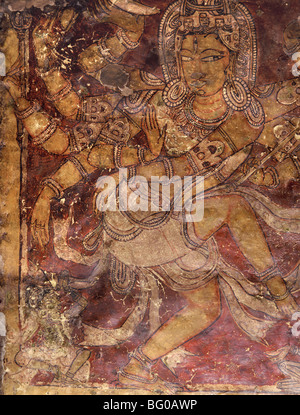 Shiva murale dans le Temple Kailasanatha, datant du 8e siècle AD, Ellora, Maharashtra, Inde, Asie Banque D'Images