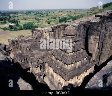 Le Temple Kailasanatha datant du 8e siècle AD, Ellora, UNESCO World Heritage Site, Maharashtra, Inde, Asie Banque D'Images