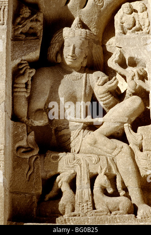 Shiva au Temple Kailasanatha, district de Kanchipuram, au Tamil Nadu, Inde, Asie Banque D'Images