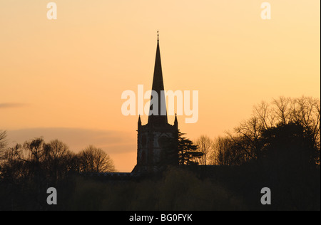 L'église Holy Trinity au coucher du soleil, Stratford-upon-Avon, Warwickshire, England, UK Banque D'Images