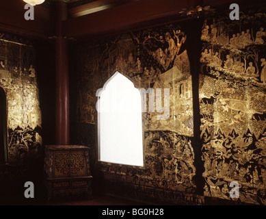 Intérieur de la laque pavillon dans le jardin, le palais Suan Pakkad (chou Garden Palace), Bangkok, Thailande, Asie Banque D'Images