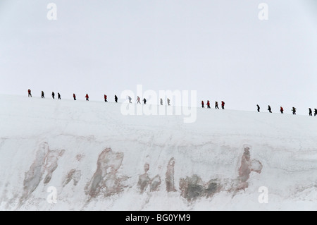 Trekking au haut de glacier, Neko Harbour, péninsule Antarctique, l'Antarctique, régions polaires Banque D'Images