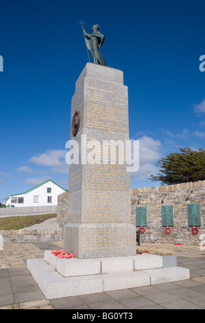 Monument de guerre Guerre des Malouines avec l'Argentine, Port Stanley, îles Malouines, l'Amérique du Sud Banque D'Images