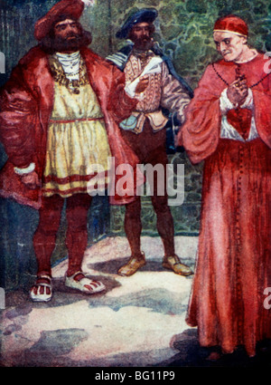 Illustration du Roi Henry VIII d'envoyer le Cardinal Wolsey loin de l'illustration de la Cour par l'A.S Forrest dans notre Livre Histoire de l'île Banque D'Images