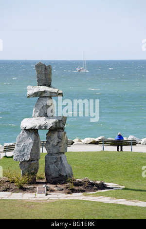 Inukshuk au parc Stanley, Vancouver, British Columbia, Canada, Amérique du Nord Banque D'Images