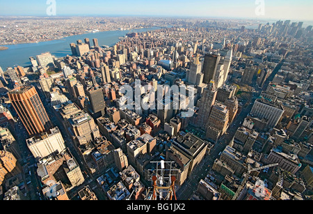 Lower Manhattan vu de l'Empire State Building à principalement au sud. La ville de New York. Banque D'Images
