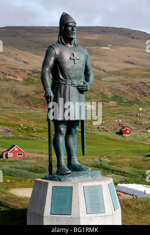 Statue de Leif Eriksson, fils d'Erik le Rouge à Qassiarsuk, le sud du Groenland, les régions polaires Banque D'Images