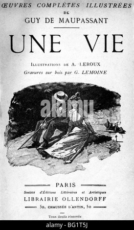 GUY DE MAUPASSANT, romancier français - Frontespiece à partir d'un recueil de ses oeuvres Banque D'Images