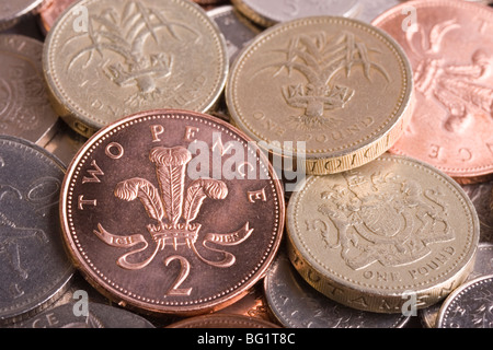 Sélection de pièces de monnaie du Royaume-Uni. Banque D'Images